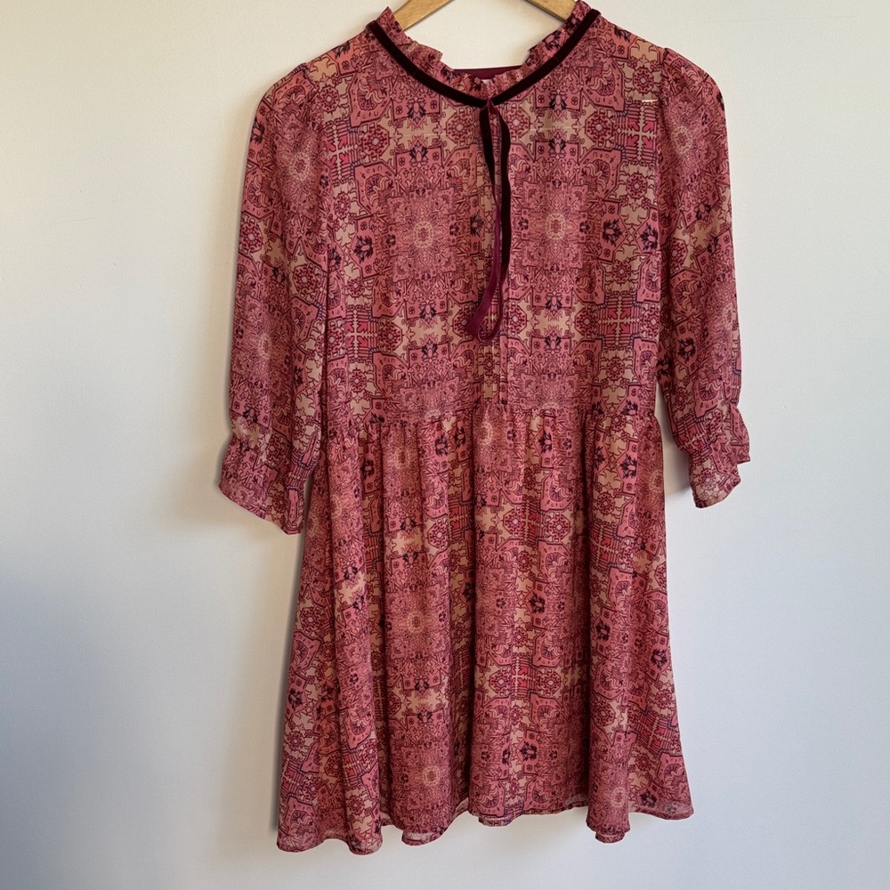 For Love And Lemons Pink Patterned Mini Dress